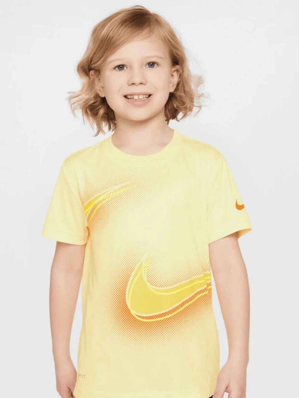 Nike Dri-Fit Soft Yellow Little Kids Athletic Tee Shirt Size 5